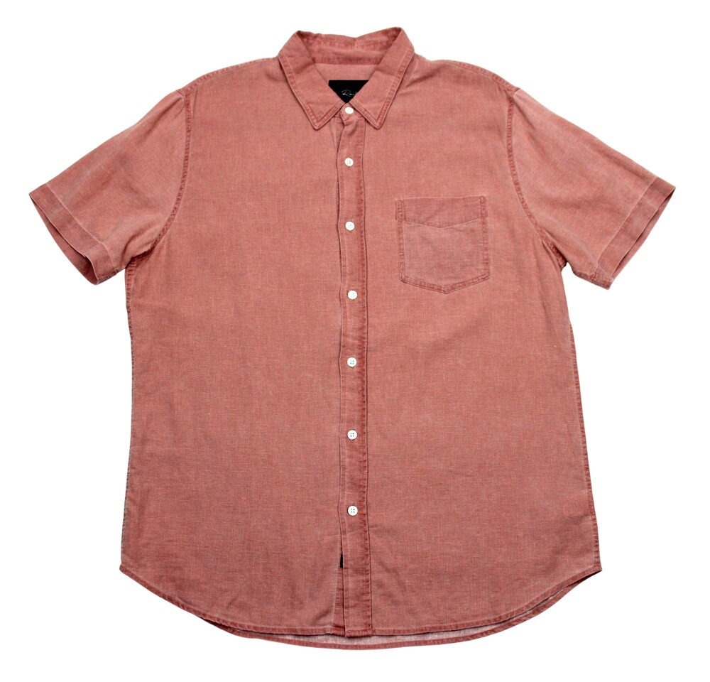 Rails Shirt Mens Large Desert Rose Linen Rayon Short Sleeve Paros Button-Up Pink